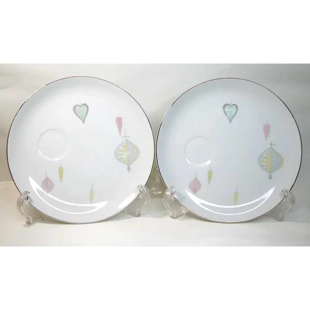 Vintage Yamaka Japan Snack Plate Bon Soir Leaves Mid-Century Modern 8